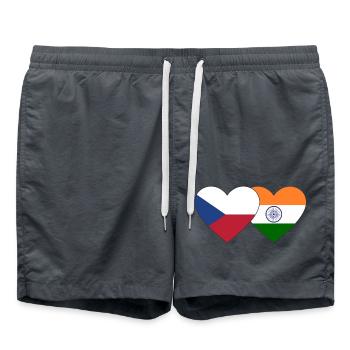 République tchèque Inde Drapeau Coeur - Short de bain - charbon - Devant - AI Model Male 185 light (185cm)