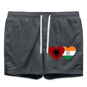Albanie Inde Drapeau Coeur - Short de bain - charbon - Devant - AI Model Male 185 light (185cm)