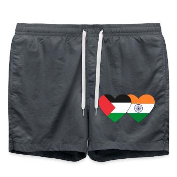 Drapeau de la Palestine et de l’Inde - Short de bain - charbon - Devant - AI Model Male 185 light (185cm)