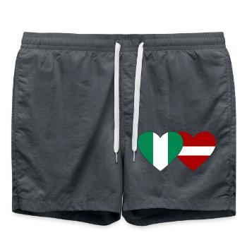 Nigeria Latvia Flag Heart - Swim Trunks - anthracite - Front - AI Model Male 185 light (185cm)