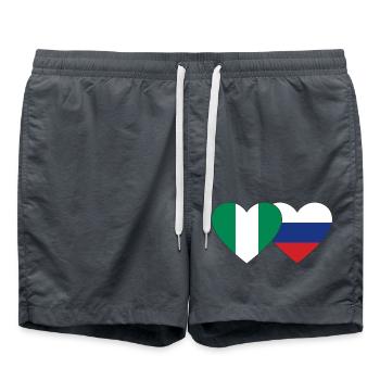 Nigeria Russie Drapeau Coeur - Short de bain - charbon - Devant - AI Model Male 185 light (185cm)