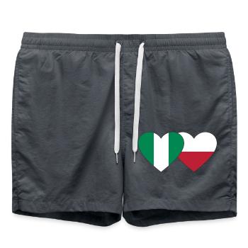 Nigeria Poland Flag Heart - Swim Trunks - anthracite - Front - AI Model Male 185 light (185cm)