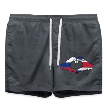 Russland Costa Rica Flagge Hände Herzform used - Badeshorts - Anthrazit - Vorne - AI Model Male 185 light (185cm)