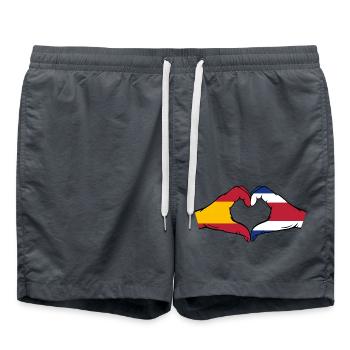 Spanien Costa Rica Flagge Hände Herzform - Badeshorts - Anthrazit - Vorne - AI Model Male 185 light (185cm)
