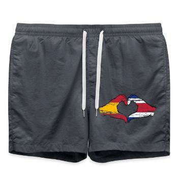 Spain Costa Rica flag hands heart shape used - Swim Trunks - anthracite - Front - AI Model Male 185 light (185cm)