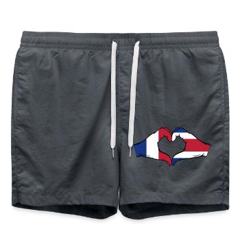 Frankreich Costa Rica Flagge Hände Herzform - Badeshorts - Anthrazit - Vorne - AI Model Male 185 light (185cm)