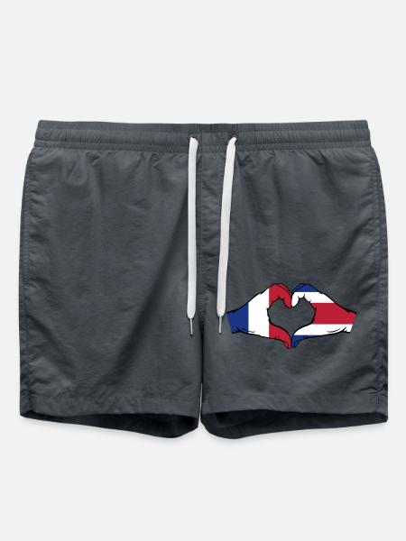 Frankreich Costa Rica Flagge Hände Herzform - Badeshorts - Anthrazit