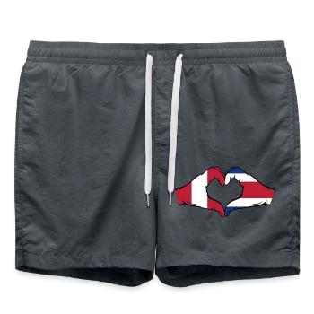 Pérou Costa Rica Drapeau Mains Coeur Forme - Short de bain - charbon - Devant - AI Model Male 185 light (185cm)