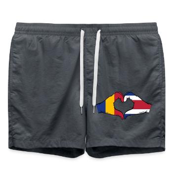 Rumänien Costa Rica Flagge Hände Herzform - Badeshorts - Anthrazit - Vorne - AI Model Male 185 light (185cm)