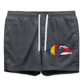Rumänien Costa Rica Flagge Hände Herzform used - Badeshorts - Anthrazit - Vorne - AI Model Male 185 light (185cm)