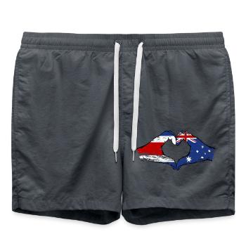 Costa Rica Australien Flagge Hände Herzform used - Badeshorts - Anthrazit - Vorne - AI Model Male 185 light (185cm)