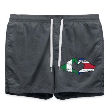 Nigeria Costa Rica Flag Hands Heart Shape Used - Swim Trunks - anthracite - Front - AI Model Male 185 light (185cm)