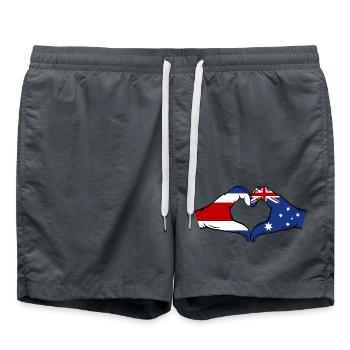 Costa Rica Australien Flagge Hände Herzform - Badeshorts - Anthrazit - Vorne - AI Model Male 185 light (185cm)