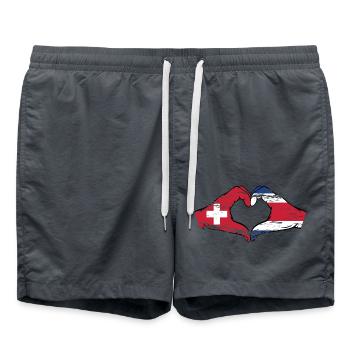 Schweiz Costa Rica Flagge Hände Herzform used - Badeshorts - Anthrazit - Vorne - AI Model Male 185 light (185cm)