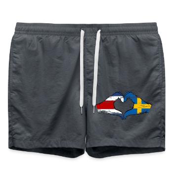 Costa Rica Schweden Flagge Hände Herzform used - Badeshorts - Anthrazit - Vorne - AI Model Male 185 light (185cm)