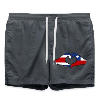 Costa Rica Chile Flagge Hände Herzform - Badeshorts - Anthrazit - Vorne - AI Model Male 185 light (185cm)