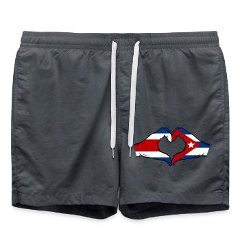 Costa Rica Kuba Flagge Hände Herzform - Badeshorts - Anthrazit - Vorne - AI Model Male 185 light (185cm)