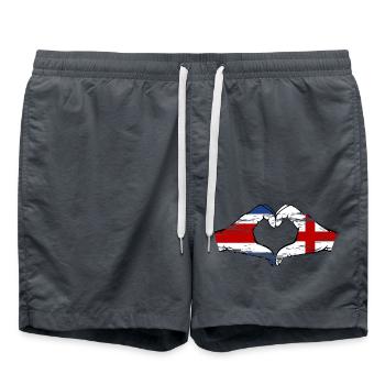 Costa Rica England flag hands heart shape used - Swim Trunks - anthracite - Front - AI Model Male 185 light (185cm)