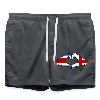 Costa Rica England Flagge Hände Herzform - Badeshorts - Anthrazit - Vorne - AI Model Male 185 light (185cm)