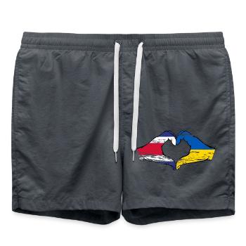 Costa Rica Ukraine Drapeau Mains Coeur Forme Utilisé - Short de bain - charbon - Devant - AI Model Male 185 light (185cm)