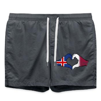 Island Katar Flagge Hände Herzform used - Badeshorts - Anthrazit - Vorne - AI Model Male 185 light (185cm)