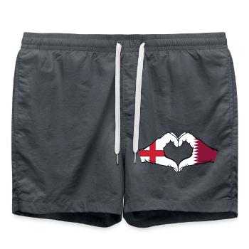 Angleterre Qatar drapeau mains forme coeur - Short de bain - charbon - Devant - AI Model Male 185 light (185cm)