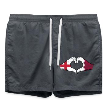 Angleterre Qatar drapeau mains forme de coeur utilisé - Short de bain - charbon - Devant - AI Model Male 185 light (185cm)