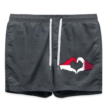 Indonésie Qatar drapeau mains forme coeur - Short de bain - charbon - Devant - AI Model Male 185 light (185cm)