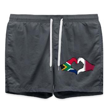 South Africa Qatar Flag Hands Heart Shape - Swim Trunks - anthracite - Front - AI Model Male 185 light (185cm)