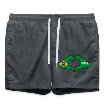 Brésil Arabie Saoudite Drapeau Mains Coeur Forme - Short de bain - charbon - Devant - AI Model Male 185 light (185cm)