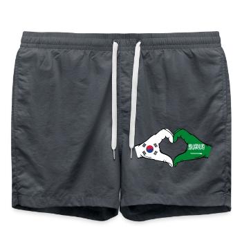 South Korea Saudi Arabia Flag Hands Heart Shape - Swim Trunks - anthracite - Front - AI Model Male 185 light (185cm)