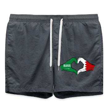 Saudi Arabia Bahrain Flag Hands Heart Shape Used - Swim Trunks - anthracite - Front - AI Model Male 185 light (185cm)