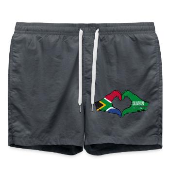 South Africa Saudi Arabia Flag Hands Heart Shape Used - Swim Trunks - anthracite - Front - AI Model Male 185 light (185cm)