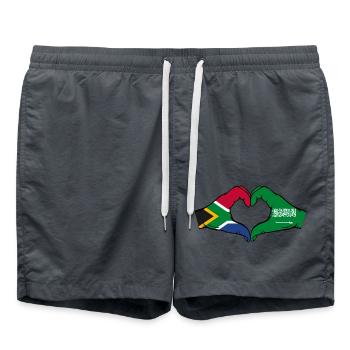 Südafrika Saudi Arabien Flagge Hände Herzform - Badeshorts - Anthrazit - Vorne - AI Model Male 185 light (185cm)