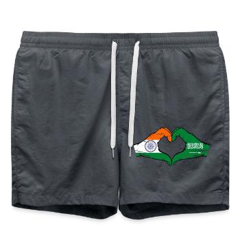 India Saudi Arabia Flag Hands Heart Shape Used - Swim Trunks - anthracite - Front - AI Model Male 185 light (185cm)