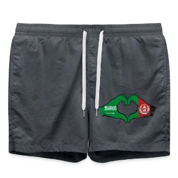 Saudi Arabia Afghanistan Flag Hands Heart Used - Swim Trunks - anthracite - Front - AI Model Male 185 light (185cm)