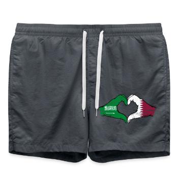 Saudi Arabia Qatar flag hands heart shape used - Swim Trunks - anthracite - Front - AI Model Male 185 light (185cm)
