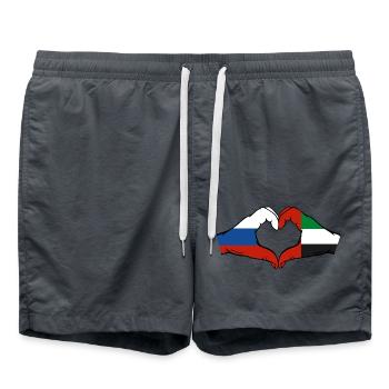 Russland Vereinigte Arabische Emirate Flagge Herz - Badeshorts - Anthrazit - Vorne - AI Model Male 185 light (185cm)
