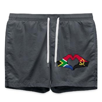 Afrique du Sud Angola Drapeau Mains Coeur Forme - Short de bain - charbon - Devant - AI Model Male 185 light (185cm)