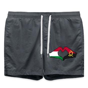 Hongrie Angola Drapeau Mains Coeur Forme - Short de bain - charbon - Devant - AI Model Male 185 light (185cm)