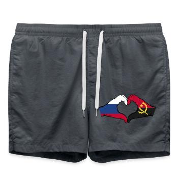 Russie Angola Drapeau Mains Coeur Forme - Short de bain - charbon - Devant - AI Model Male 185 light (185cm)