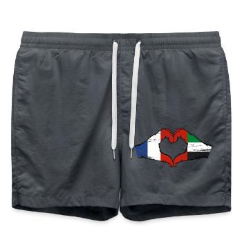 France, Émirats arabes unis, Cœur - Short de bain - charbon - Devant - AI Model Male 185 light (185cm)