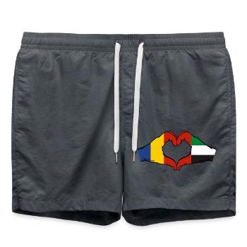 Rumänien Vereinigte Arabische Emirate Herz - Badeshorts - Anthrazit - Vorne - AI Model Male 185 light (185cm)