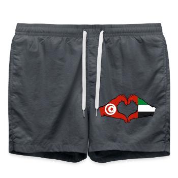 Tunisie Émirats Arabes Unis Cœur - Short de bain - charbon - Devant - AI Model Male 185 light (185cm)