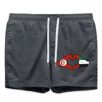 Tunisie Émirats Arabes Unis Cœur - Short de bain - charbon - Devant - AI Model Male 185 light (185cm)