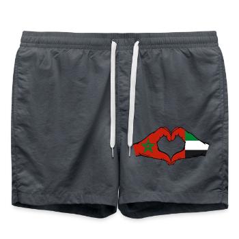 Maroc Émirats Arabes Unis Cœur - Short de bain - charbon - Devant - AI Model Male 185 light (185cm)