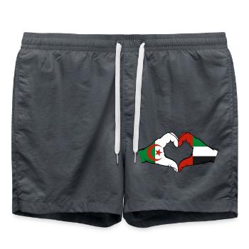 Algerien Vereinigte Arabische Emirate Flagge Herz - Badeshorts - Anthrazit - Vorne - AI Model Male 185 light (185cm)