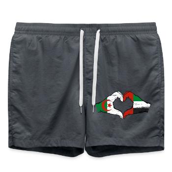 Algerien Vereinigte Arabische Emirate Flagge Herz - Badeshorts - Anthrazit - Vorne - AI Model Male 185 light (185cm)