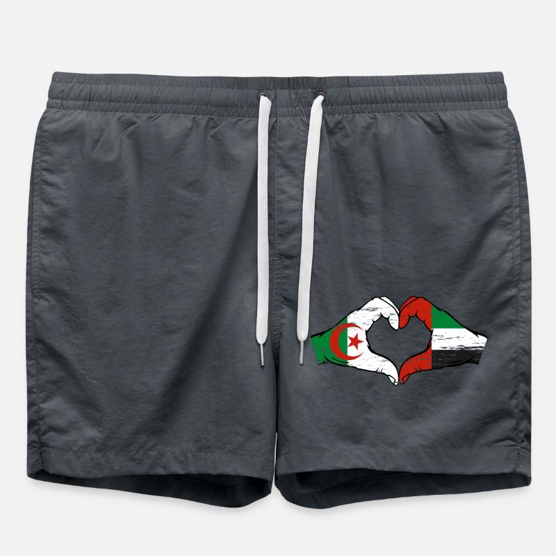Algérie Émirats Arabes Unis Drapeau Coeur - Short de bain - charbon
