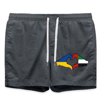 Ukraine Vereinigte Arabische Emirate Herz - Badeshorts - Anthrazit - Vorne - AI Model Male 185 light (185cm)